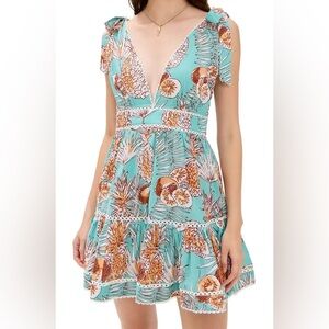 NWT Poupette St Barth Cara Mini Dress in Tropical Teal Mint Karibia